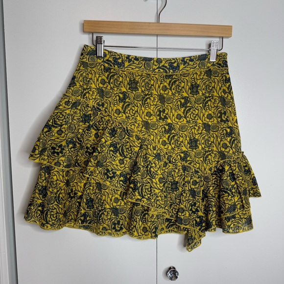 Derek Lam 10 Crosby - Yellow and Navy Ruffle Mini Skirt - size 4 - Picture 2 of 11